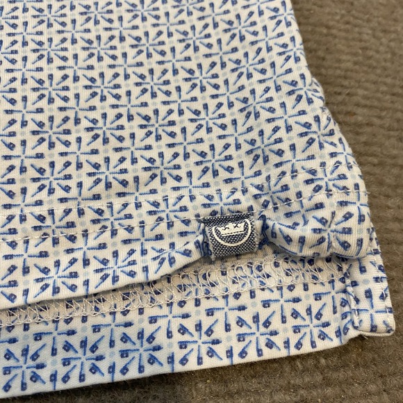Peter Millar Polo Shirt Mens Size XL White Blue Geometric Pima Cotton Golf Print - Picture 4 of 10